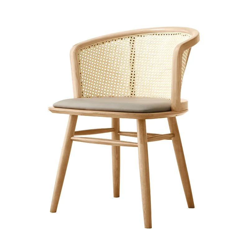 Sedia da pranzo stile tradizionale Poltrona da pranzo legno massello con schienale canna Clearhalo