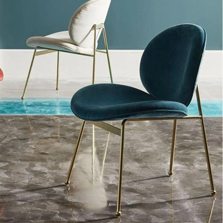Sedia da pranzo tessuto di lino dal design minimalista Sedie con schienale solido senza braccioli per la casa Clearhalo