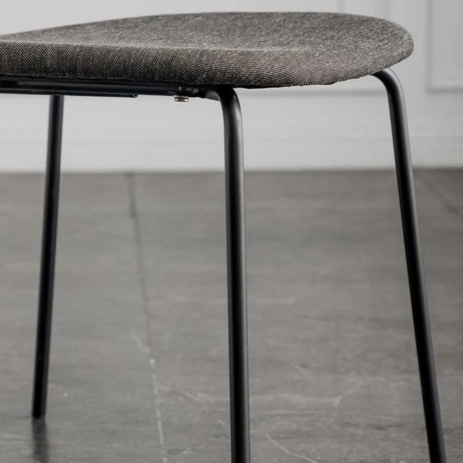 Sedia da pranzo tessuto di lino stile industriale Sedia da pranzo laterale senza braccioli con schienale aperto Clearhalo