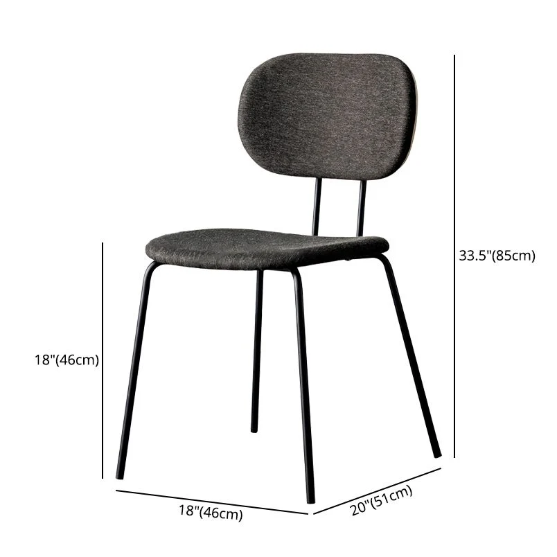 Sedia da pranzo tessuto di lino stile industriale Sedia da pranzo laterale senza braccioli con schienale aperto Clearhalo