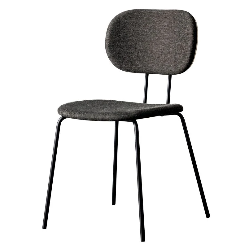 Sedia da pranzo tessuto di lino stile industriale Sedia da pranzo laterale senza braccioli con schienale aperto Clearhalo