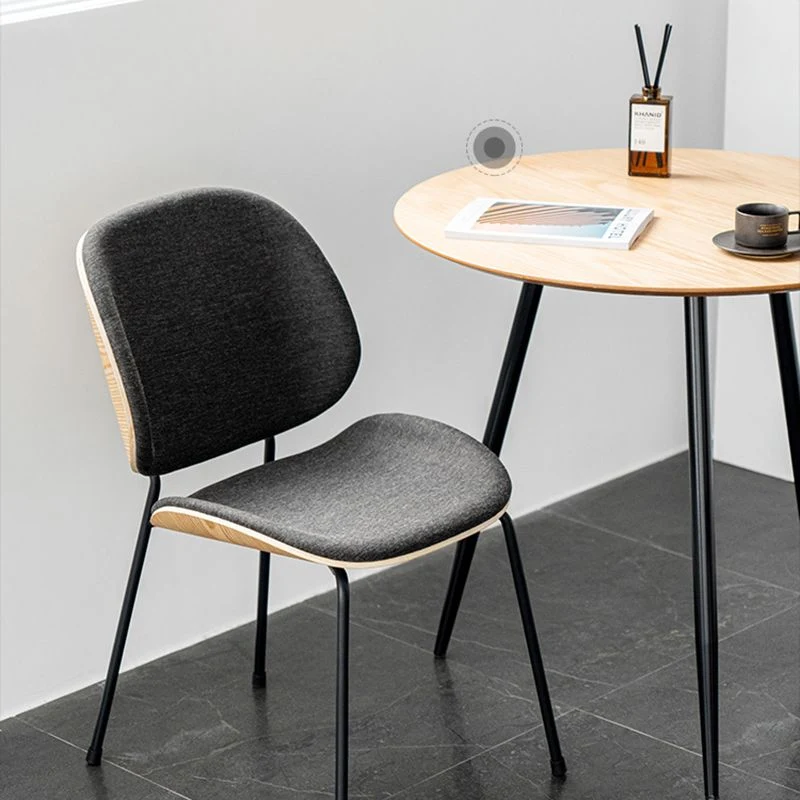 Sedia da pranzo tessuto di lino stile minimalista Sedia da pranzo laterale con schienale aperto per cucina Clearhalo