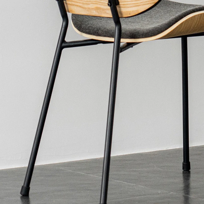 Sedia da pranzo tessuto di lino stile minimalista Sedia da pranzo laterale con schienale aperto per cucina Clearhalo