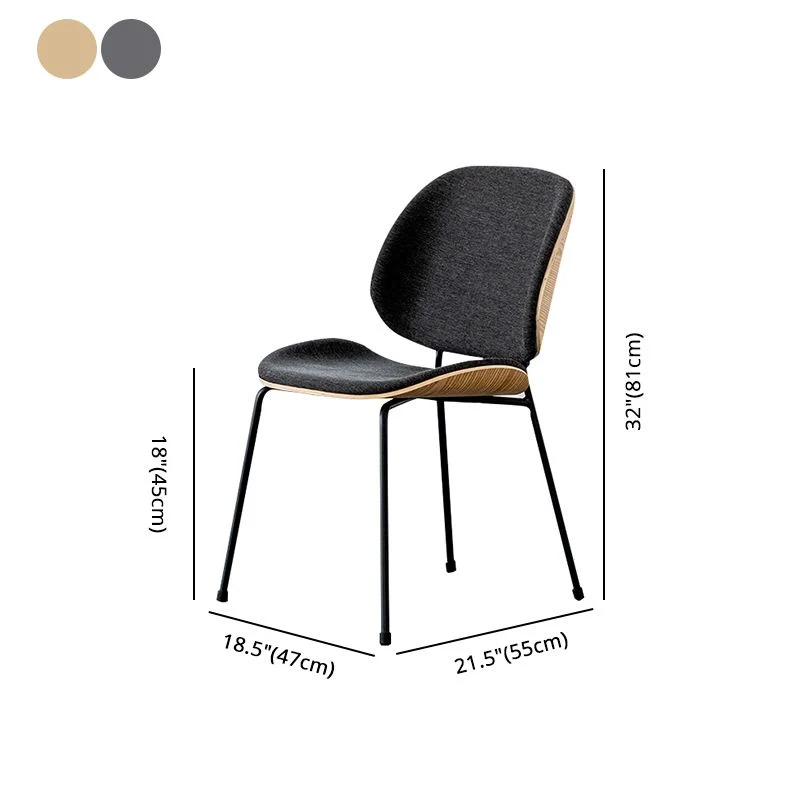 Sedia da pranzo tessuto di lino stile minimalista Sedia da pranzo laterale con schienale aperto per cucina Clearhalo