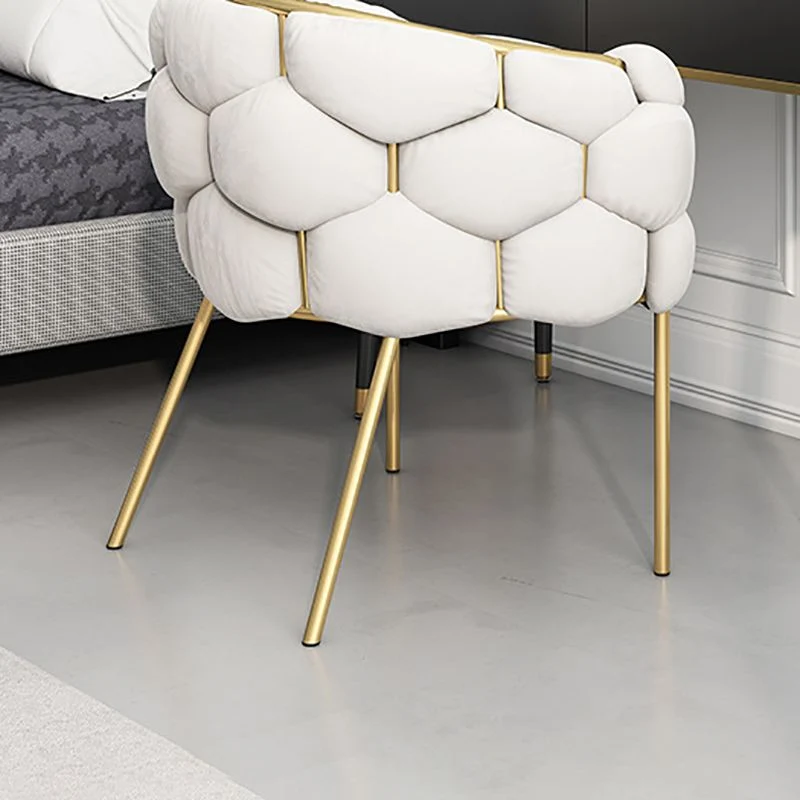 Sedia da pranzo tessuto di lino stile scandinavo, senza braccioli, con schienale massiccio Clearhalo