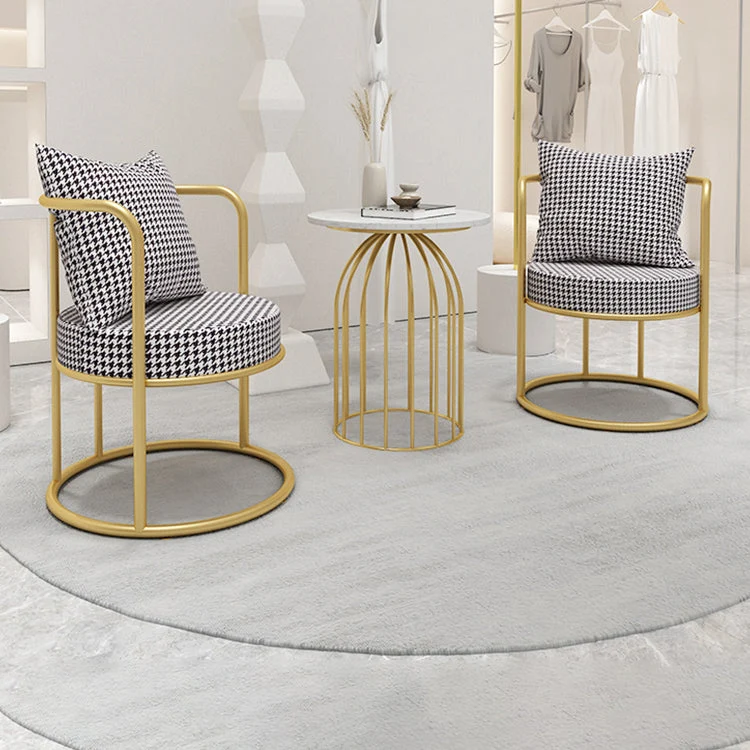 Sedia da pranzo tessuto di lino stile scandinavo Sedia da pranzo singola con schienale aperto Clearhalo