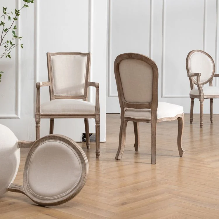 Sedia da pranzo tessuto per fattoria 38"H King Louis con schienale e base legno Clearhalo