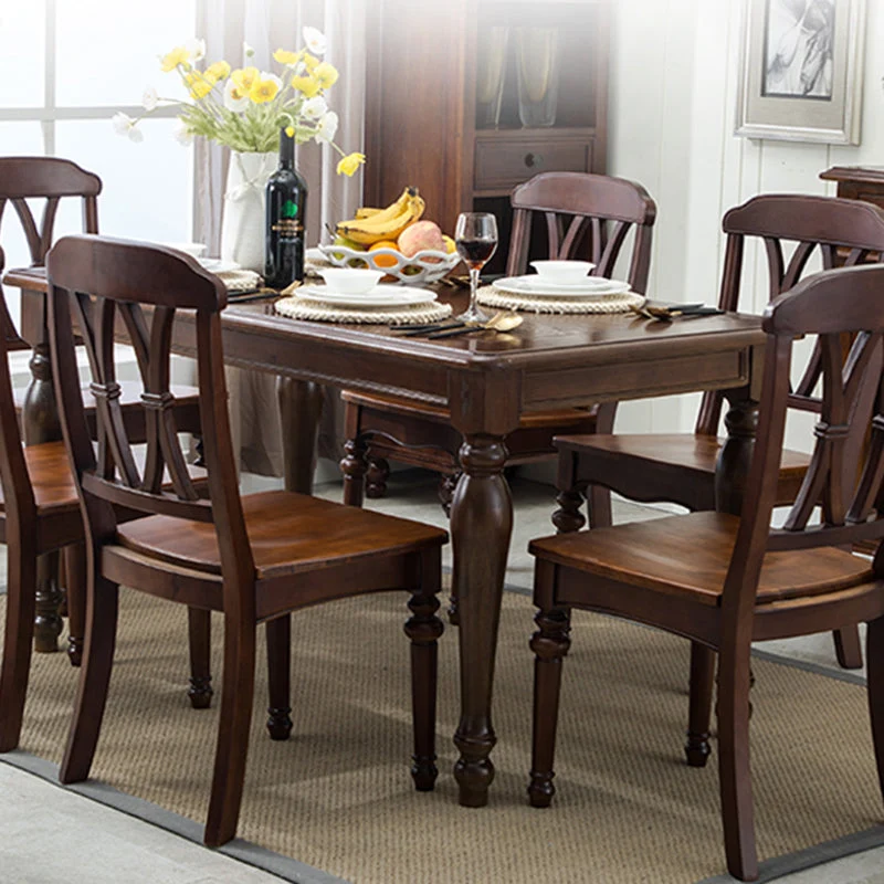 Sedia da pranzo tradizionale legno 35''H Sedia laterale con schienale incrociato con 4 gambe per ristorante Clearhalo
