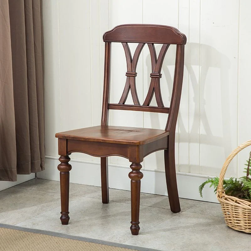 Sedia da pranzo tradizionale legno 35''H Sedia laterale con schienale incrociato con 4 gambe per ristorante Clearhalo