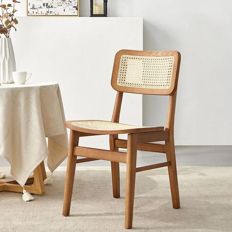 Sedia da pranzo tradizionale legno con schienale aperto, sedia da cucina Clearhalo