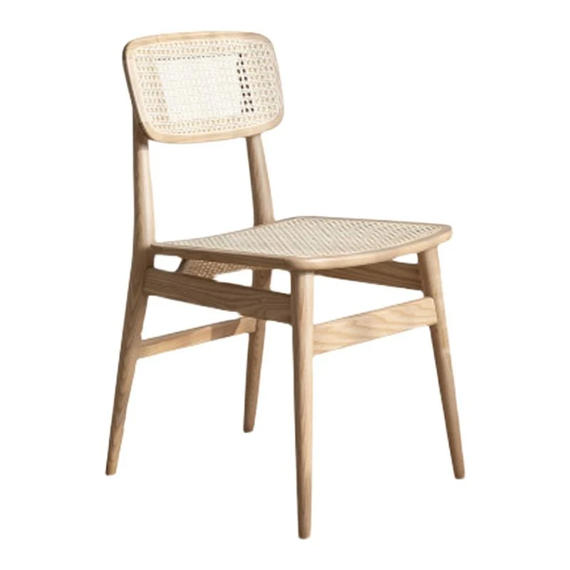 Sedia da pranzo tradizionale legno massello con finitura opaca, sedia laterale da pranzo con schienale aperto Clearhalo