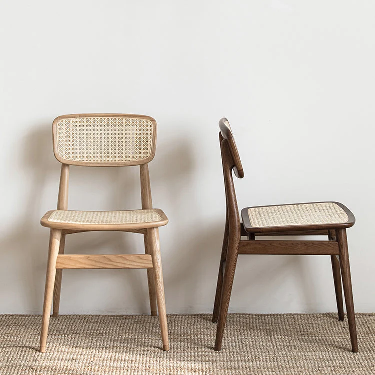 Sedia da pranzo tradizionale legno massello con finitura opaca, sedia laterale da pranzo con schienale aperto Clearhalo