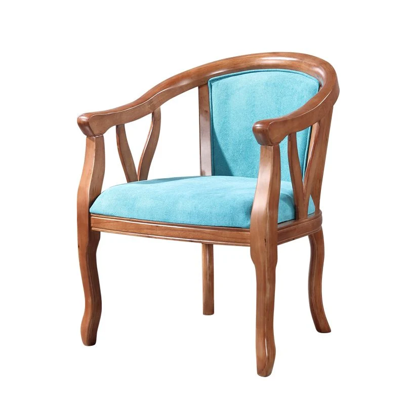 Sedia da pranzo tradizionale legno massello Poltrona da pranzo lino per uso domestico Clearhalo