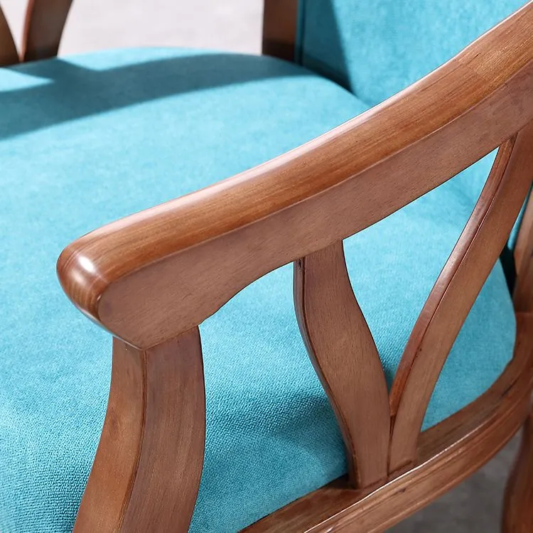 Sedia da pranzo tradizionale legno massello Poltrona da pranzo lino per uso domestico Clearhalo