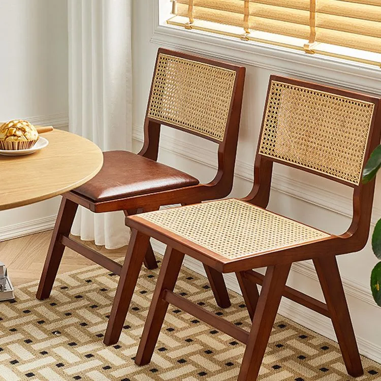 Sedia da pranzo tradizionale legno Sedia da cucina con schienale canna e schienale aperto Clearhalo