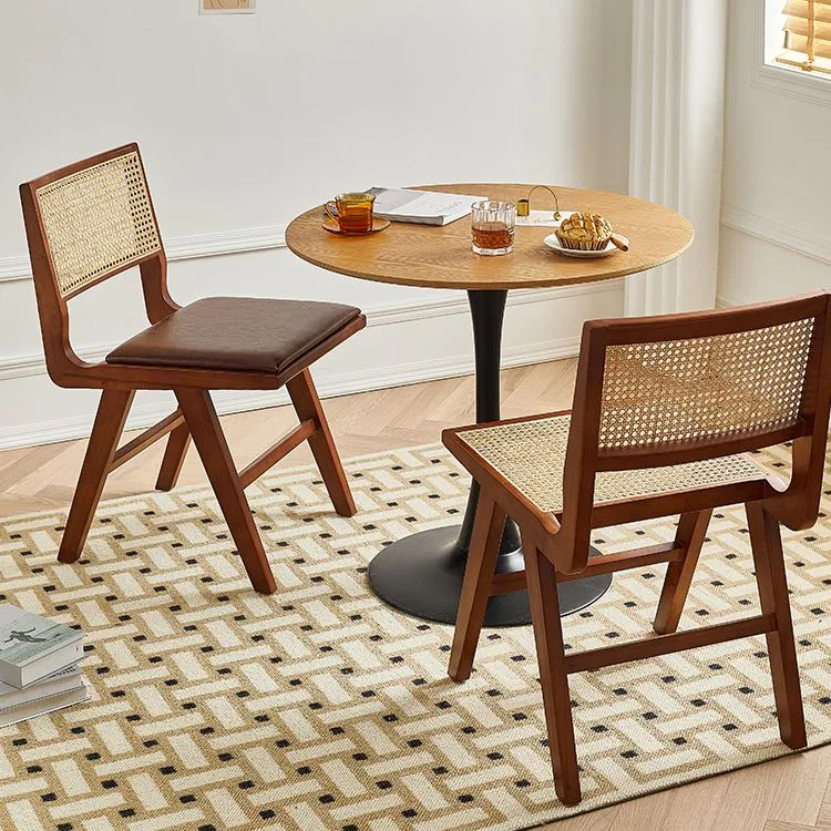 Sedia da pranzo tradizionale legno Sedia da cucina con schienale canna e schienale aperto Clearhalo