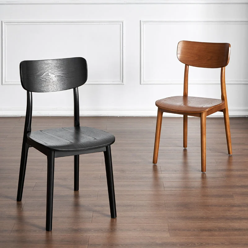 Sedia da pranzo tradizionale legno senza braccioli Sedia laterale da pranzo con schienale aperto (set di 2) Clearhalo
