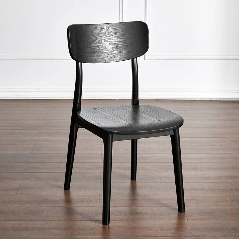 Sedia da pranzo tradizionale legno senza braccioli Sedia laterale da pranzo con schienale aperto (set di 2) Clearhalo