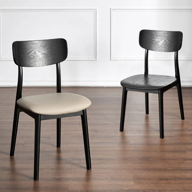Sedia da pranzo tradizionale legno senza braccioli Sedia laterale da pranzo con schienale aperto (set di 2) Clearhalo