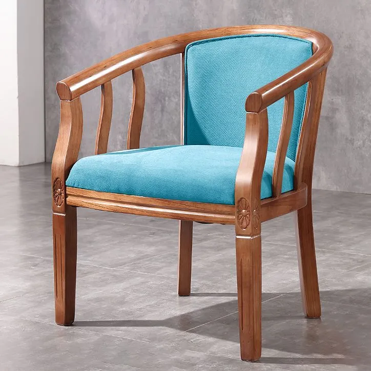 Sedia da pranzo tradizionale legno senza braccioli tessuto di lino per ristorante Clearhalo