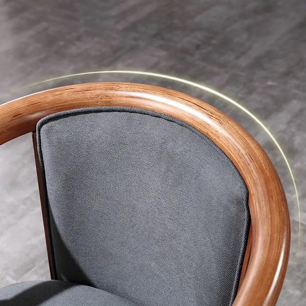 Sedia da pranzo tradizionale legno senza braccioli tessuto di lino per ristorante Clearhalo