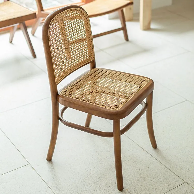 Sedia da pranzo tradizionale senza braccioli, sedie laterali con schienale aperto e gambe legno Clearhalo