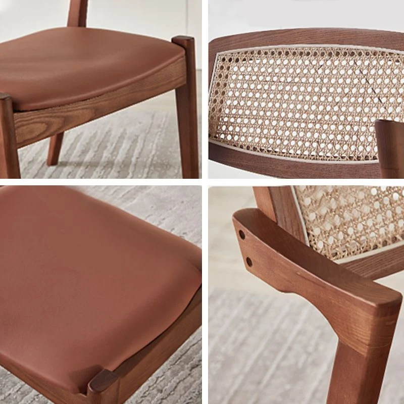 Sedia da pranzo tradizionale stile poltrona legno massello e finta pelle Clearhalo