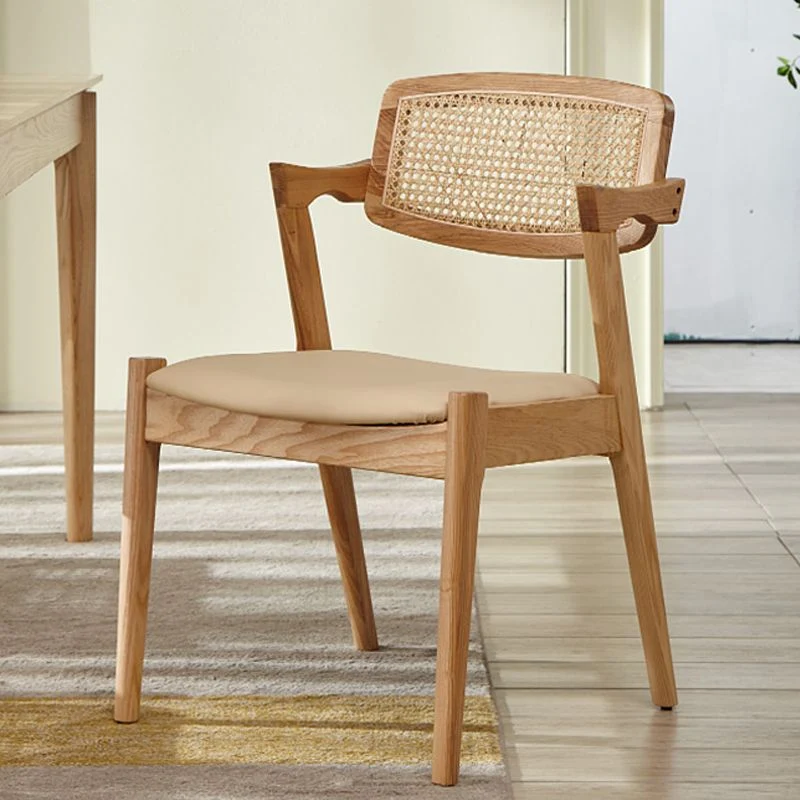 Sedia da pranzo tradizionale stile poltrona legno massello e finta pelle Clearhalo