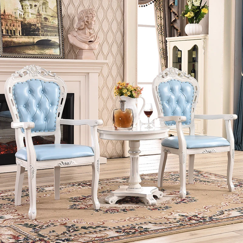 Sedia da pranzo vittoriana imbottita per balcone King Louis con finitura opaca e schienale (set di 2) Clearhalo