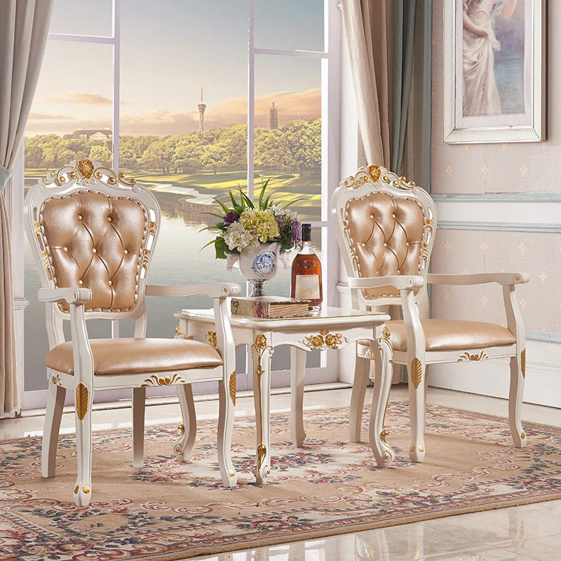 Sedia da pranzo vittoriana imbottita per balcone King Louis con finitura opaca e schienale (set di 2) Clearhalo