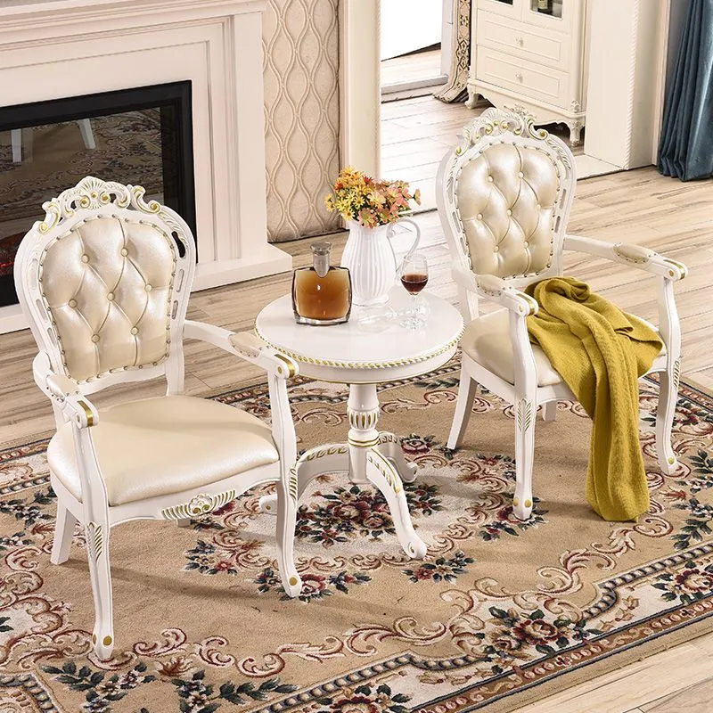 Sedia da pranzo vittoriana imbottita per balcone King Louis con finitura opaca e schienale (set di 2) Clearhalo