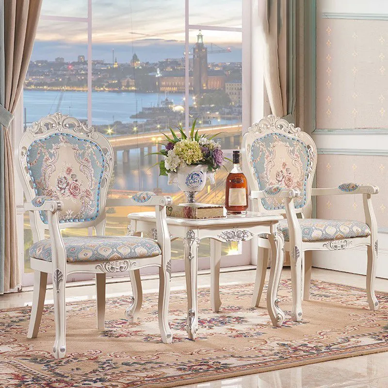 Sedia da pranzo vittoriana imbottita per balcone King Louis con finitura opaca e schienale (set di 2) Clearhalo