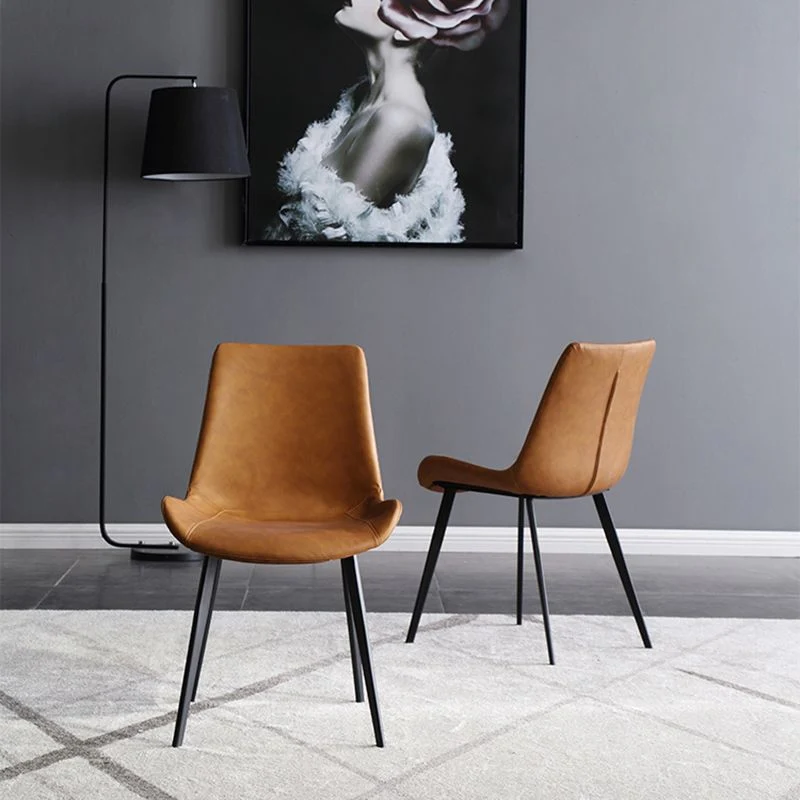 Sedia da ristorante moderna pelle, finitura opaca, schienale massiccio, sedia da pranzo (set di 2) Clearhalo