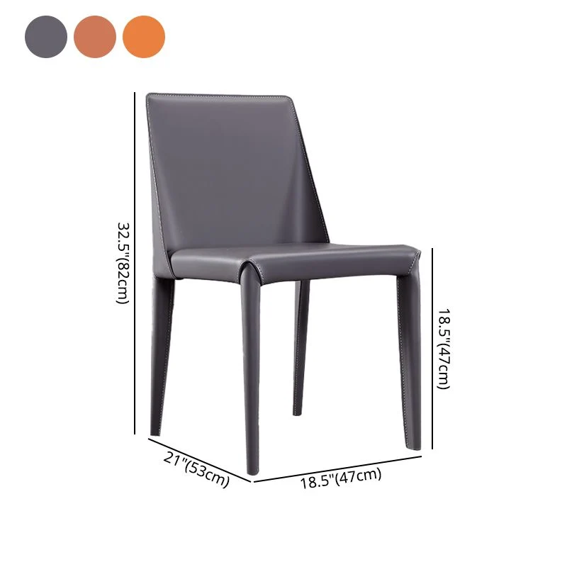 Sedia da ristorante moderna pelle, sedia senza braccioli, con schienale massiccio Clearhalo