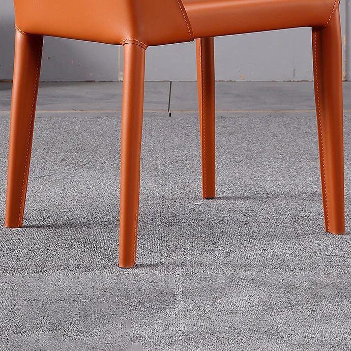 Sedia da ristorante moderna pelle, sedia senza braccioli, con schienale massiccio Clearhalo