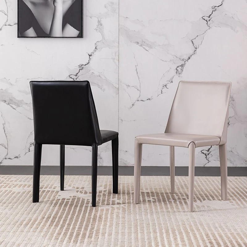 Sedia da ristorante moderna pelle di sella Parsons, finitura opaca, sedia da pranzo (set di 2) Clearhalo