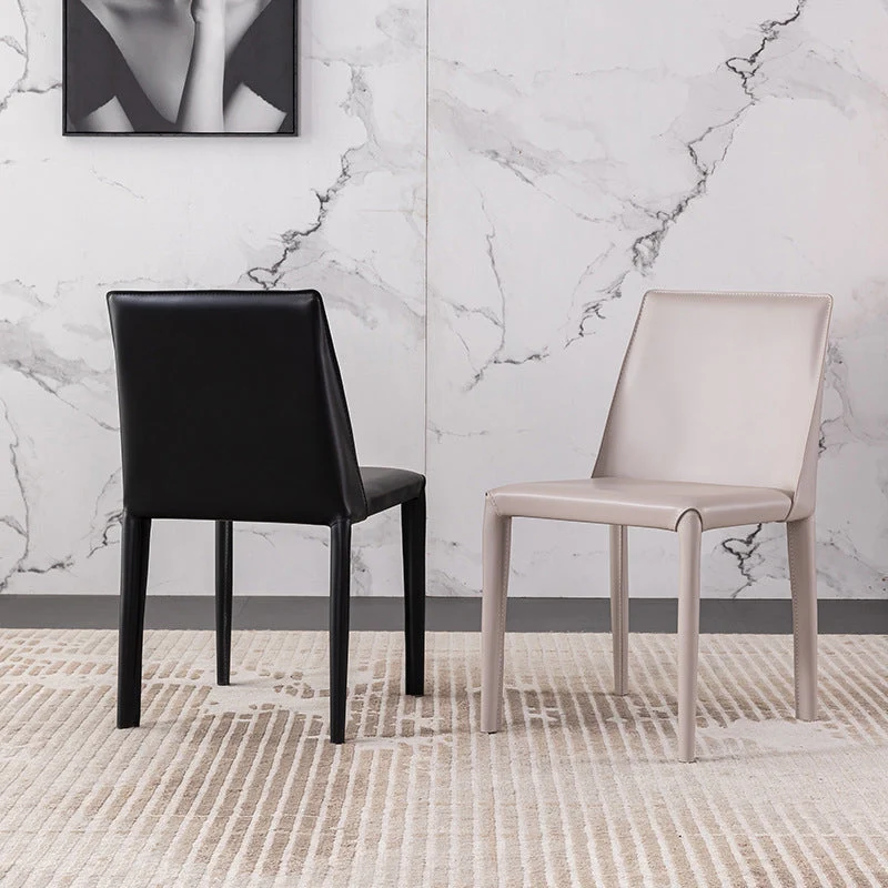 Sedia da ristorante moderna pelle di sella Parsons, finitura opaca, sedia da pranzo (set di 2) Clearhalo
