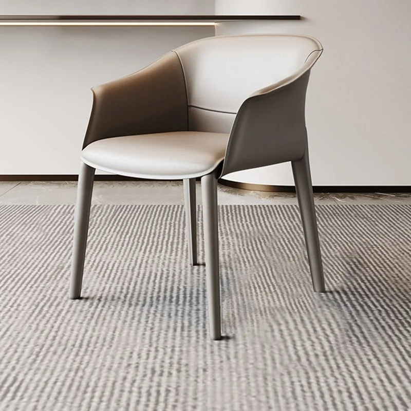 Sedia da sala da pranzo con braccioli stile moderno metallo con schienale massiccio per cucina Clearhalo