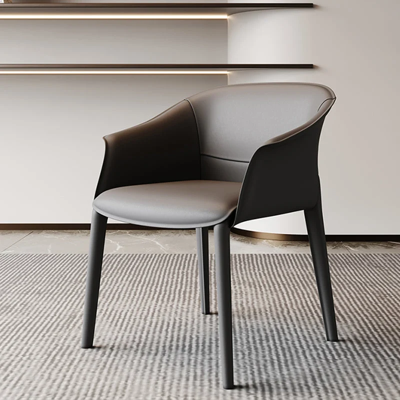 Sedia da sala da pranzo con braccioli stile moderno metallo con schienale massiccio per cucina Clearhalo