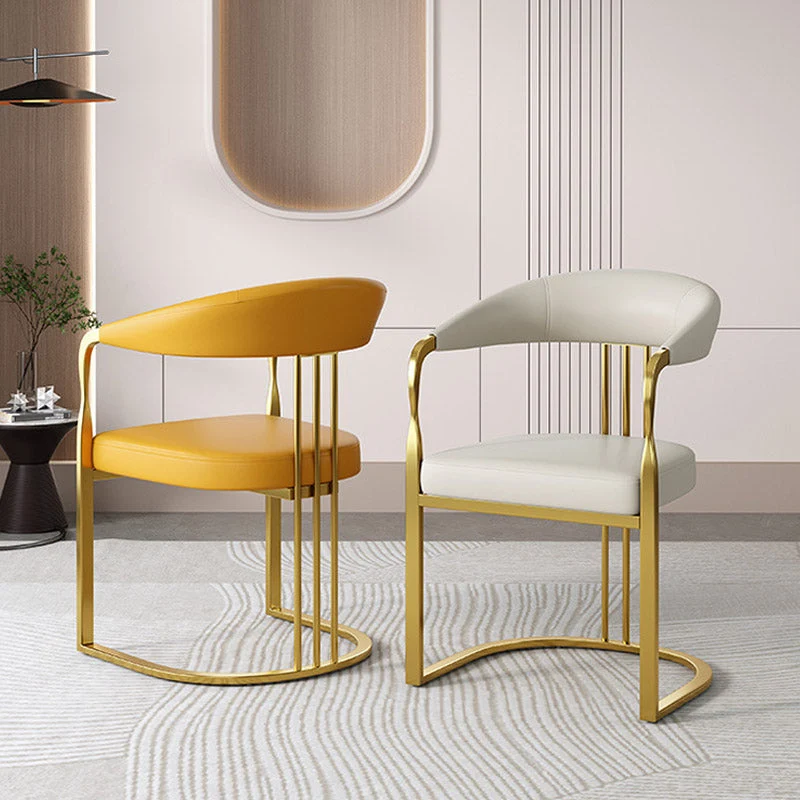 Sedia da sala da pranzo con schienale doghe metallo, stile glamour, per interni Clearhalo
