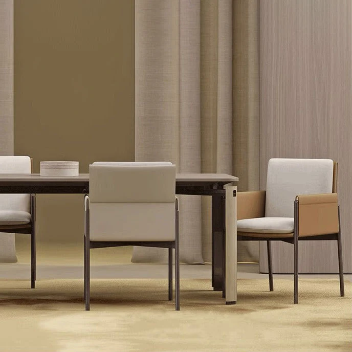 Sedia da sala da pranzo contemporanea ecopelle, finitura opaca, con schienale massiccio, poltrona da pranzo Clearhalo