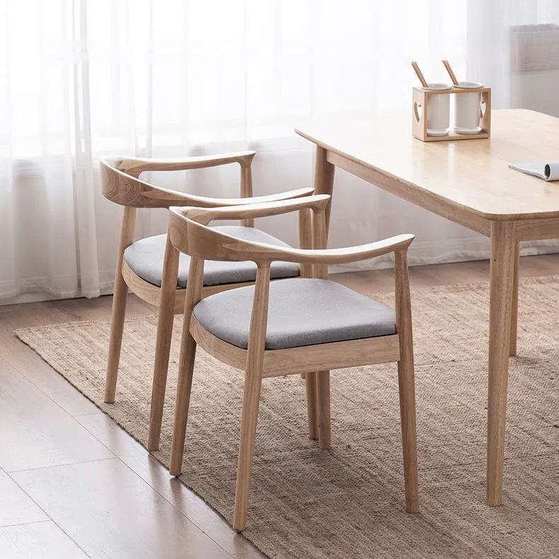 Sedia da sala da pranzo contemporanea legno massello Sedia da pranzo laterale con schienale aperto e braccioli Clearhalo