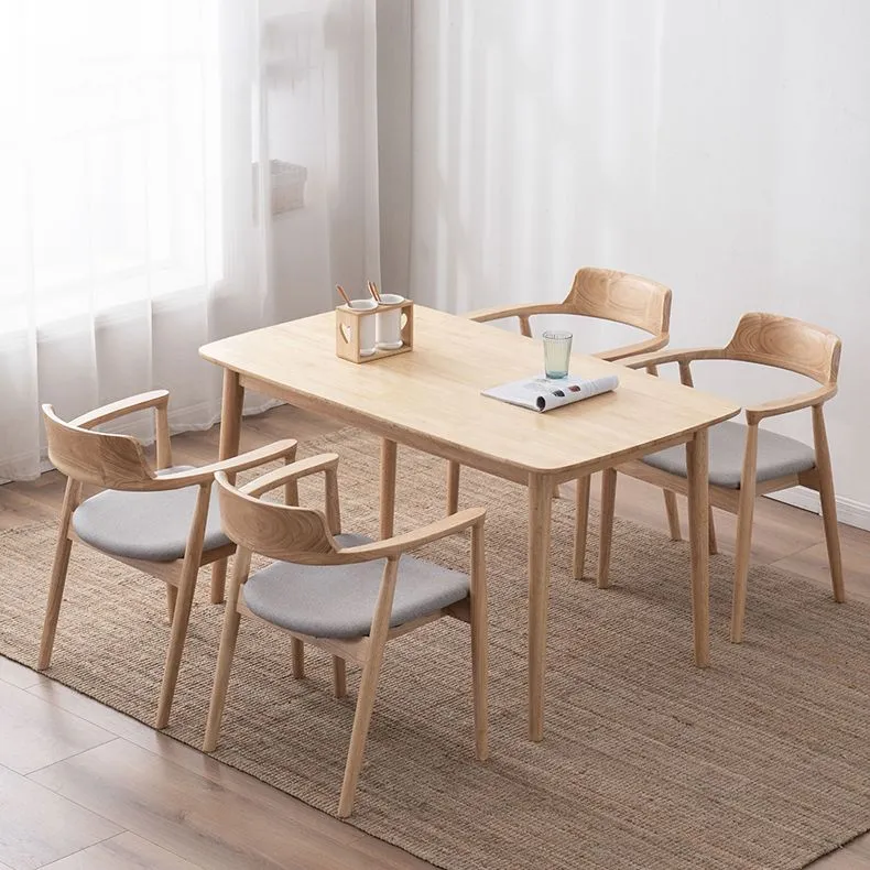 Sedia da sala da pranzo contemporanea legno massello Sedia da pranzo laterale con schienale aperto e braccioli Clearhalo