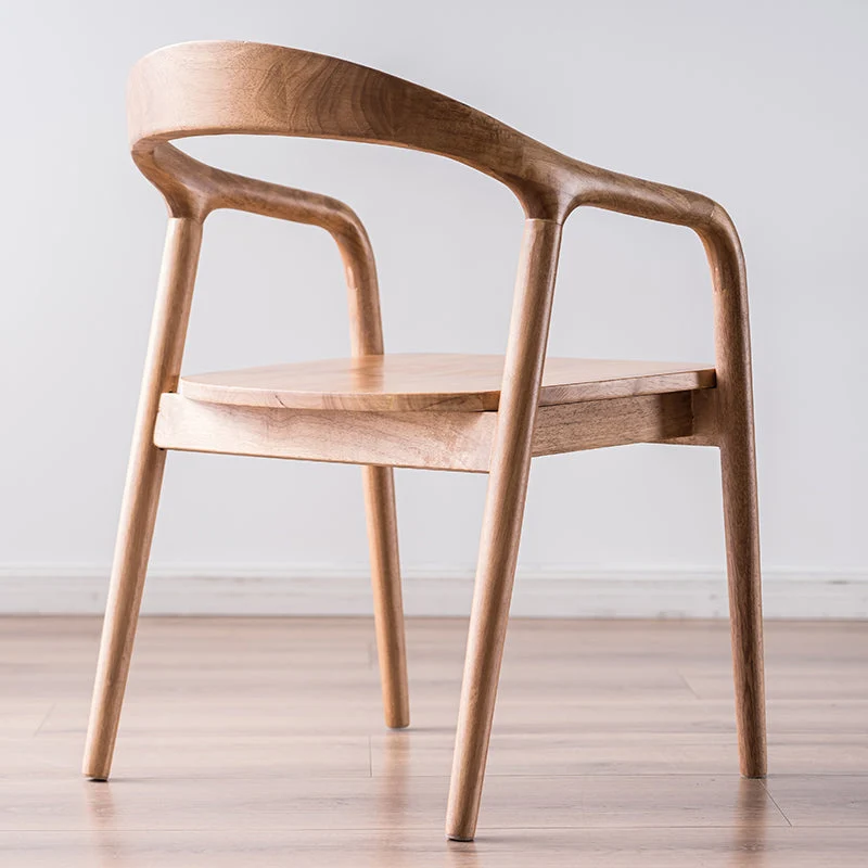 Sedia da sala da pranzo contemporanea legno massello Sedia da pranzo laterale con schienale aperto e braccioli Clearhalo