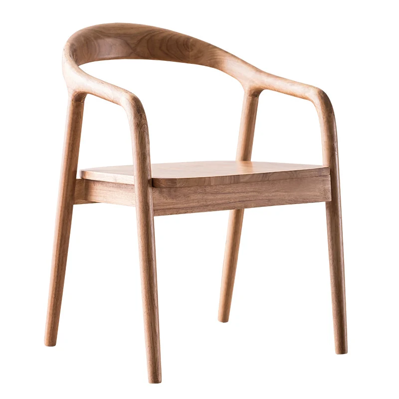Sedia da sala da pranzo contemporanea legno massello Sedia da pranzo laterale con schienale aperto e braccioli Clearhalo