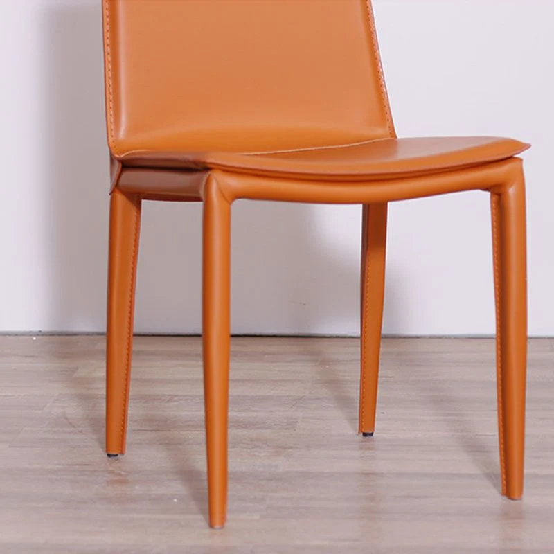 Sedia da sala da pranzo contemporanea metallo, sedia laterale pelle senza braccioli Clearhalo