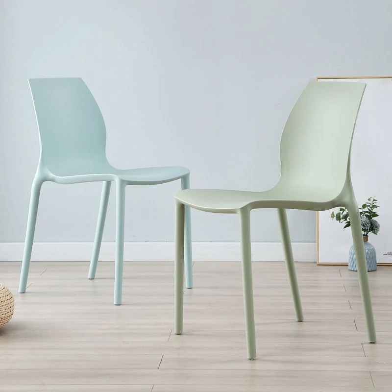 Sedia da sala da pranzo contemporanea plastica Sedia laterale impilabile per la casa con schienale solido Clearhalo