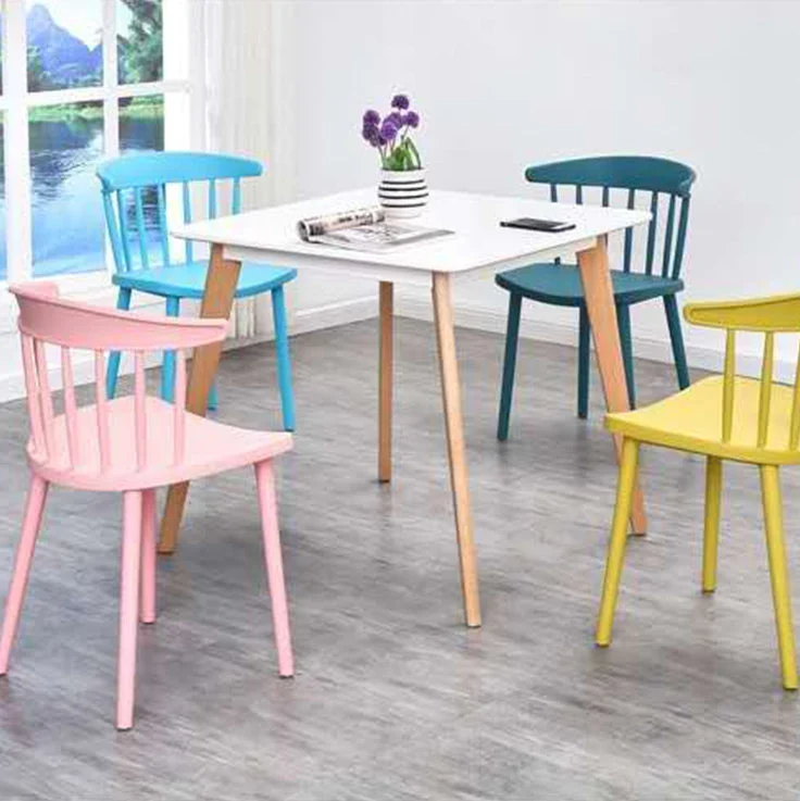 Sedia da sala da pranzo da cucina scandinava plastica, sedia Windsor con schienale laterale Clearhalo