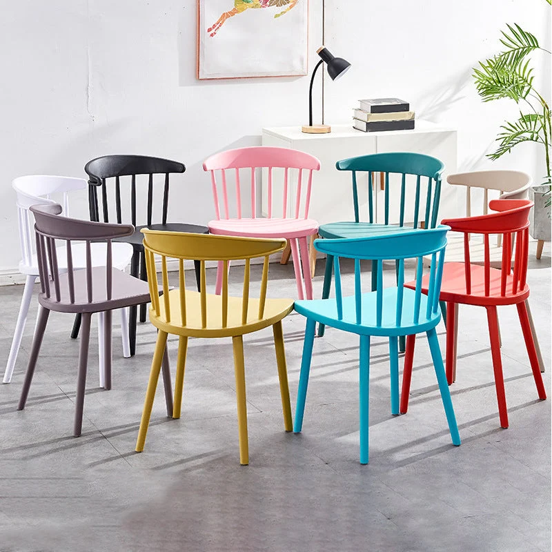 Sedia da sala da pranzo da cucina scandinava plastica, sedia Windsor con schienale laterale Clearhalo