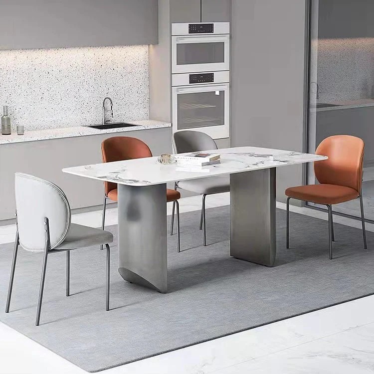 Sedia da sala da pranzo imbottita con gambe metallo con schienale alto per la casa contemporanea Clearhalo